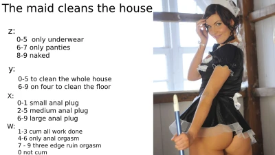 The maid cleans the house