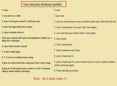 Piss and cum drinking roulette