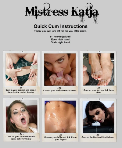 Mistress Katja - Quick Cum Instructions