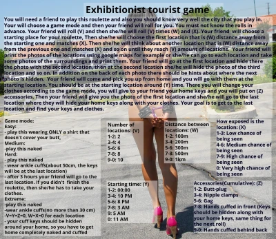 Exhibitionist tourist game