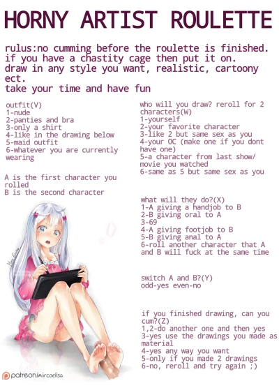 Horny artist drawing roulette