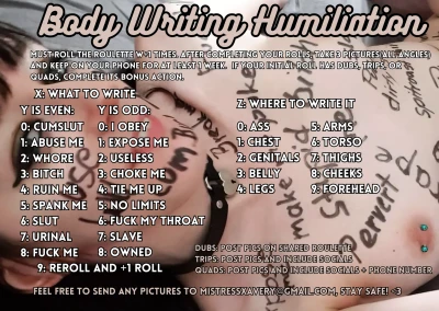 Body Writing Humiliation Roulette