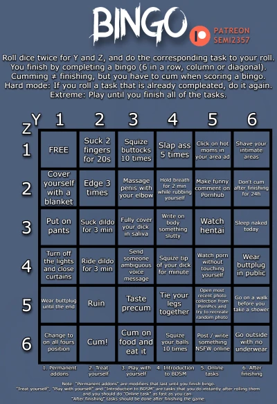 Task challange bingo game