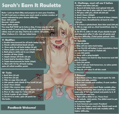 Sarah's Earn It Roulette