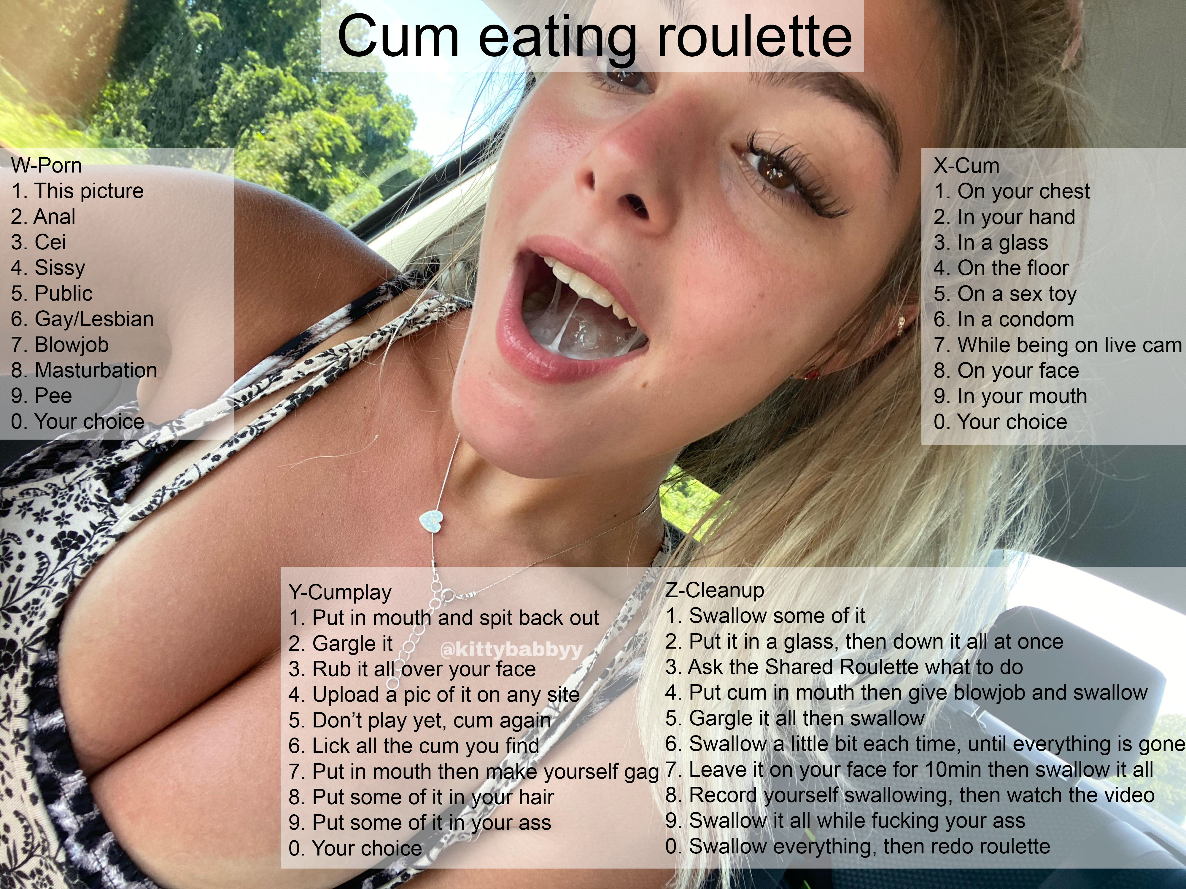 Cum eating roulette photo