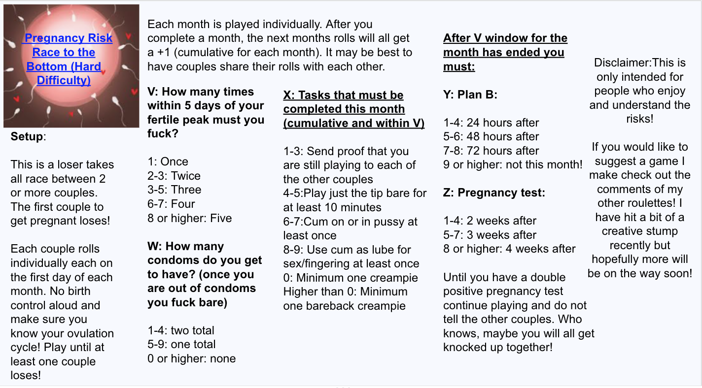 Pregnancy Risk Couples Race (Hard) pic