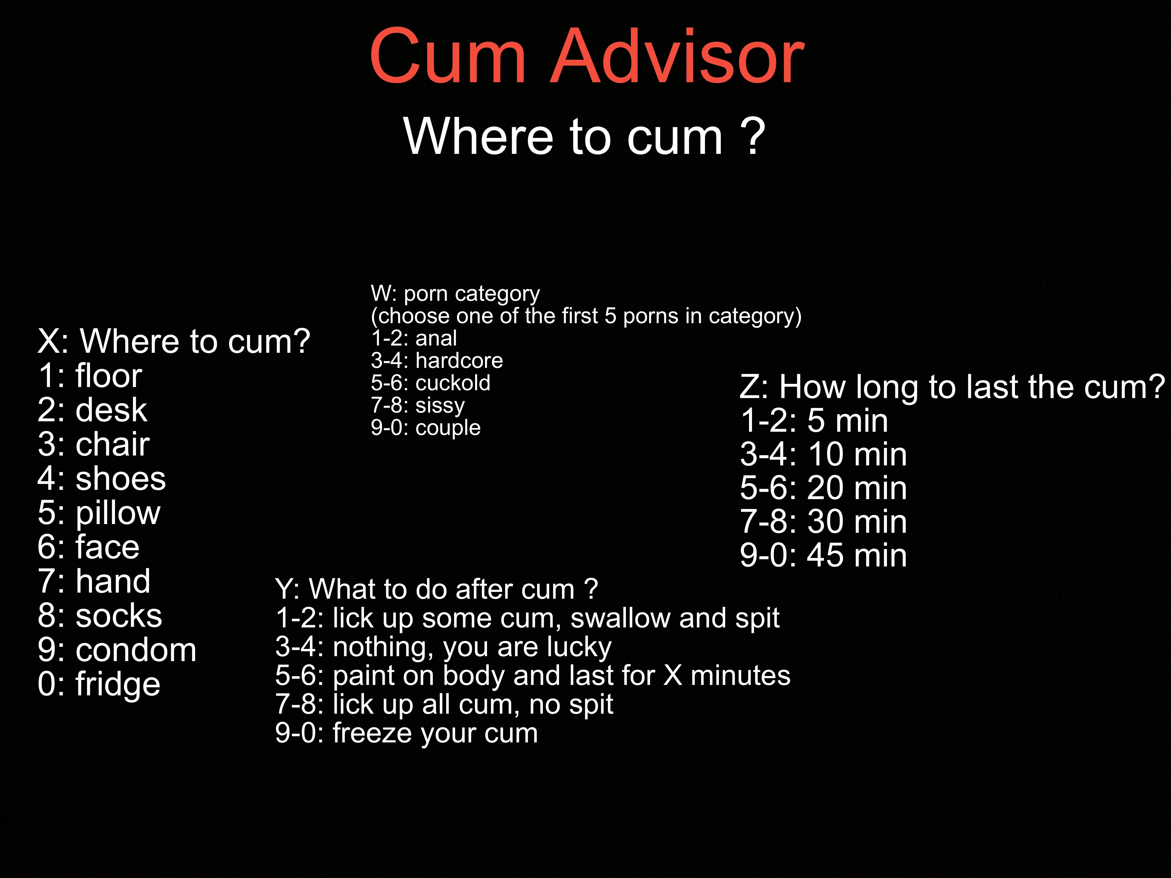 Cum Advisor - Cum On Items, Risk - Fap Roulette