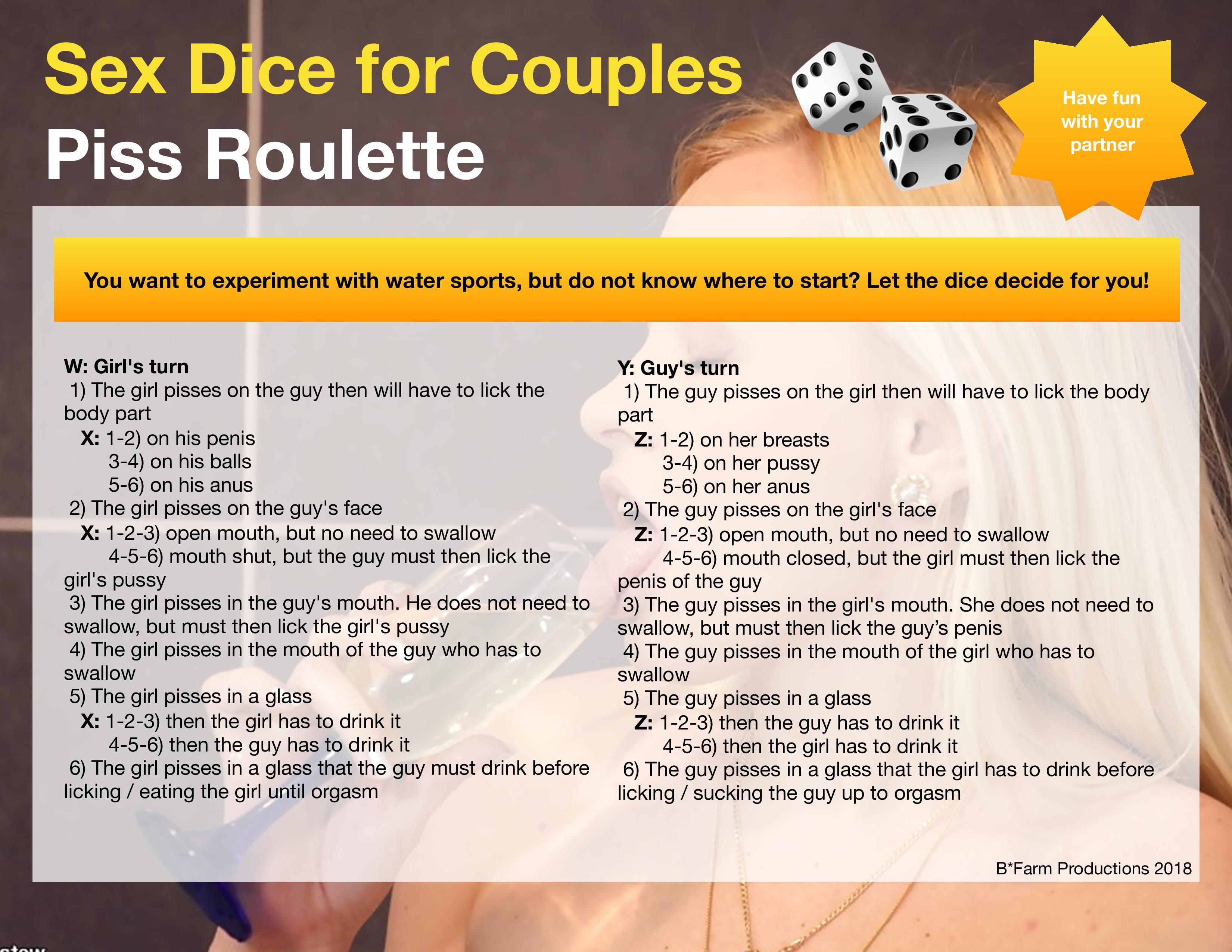 Sex Dice for Couples Piss Roulette