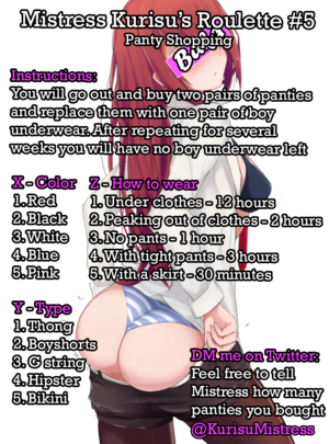 Mistress Kurisu's Roulette #5: Panty Shopping