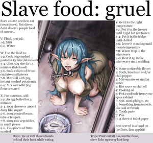 Slave food: gruel - diet for breakfast, lunch and dinner meals