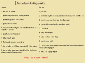 Piss and cum drinking roulette