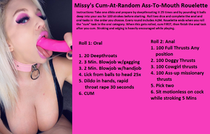 Missy's cum at random ass to mouth rouelette