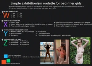 Simple exhibitionism roulette for beginner girls 