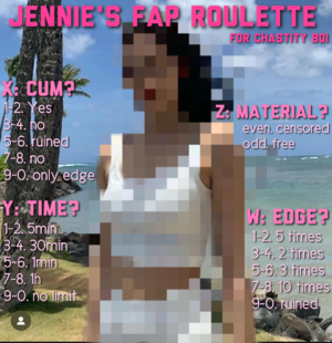 Jennis's fap roulette for chastity boi