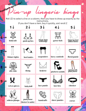 Pin-up lingerie bingo