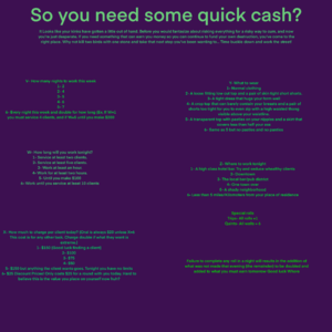 So you need some quick cash?