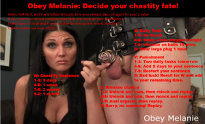 Obey Melanie and lock your cock